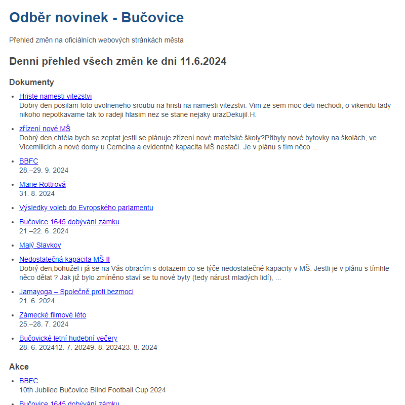 Odběr novinek ze dne 11.6.2024