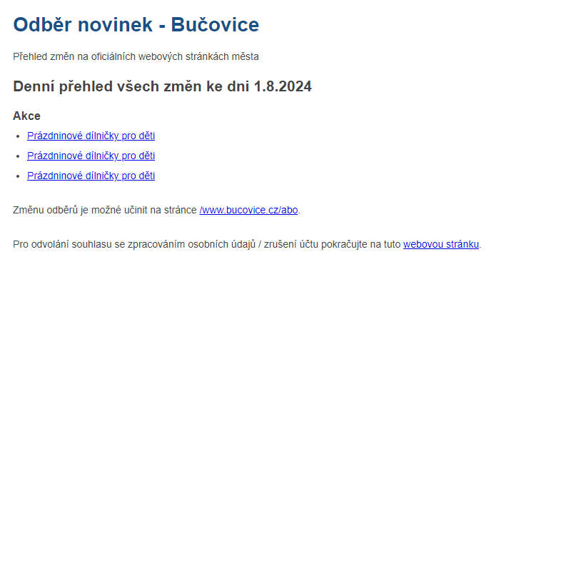 Odběr novinek ze dne 1.8.2024