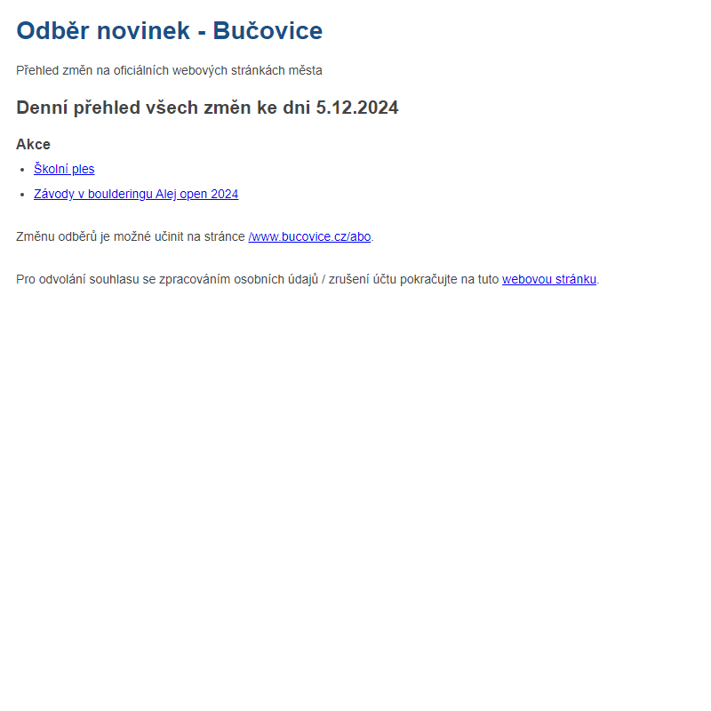 Odběr novinek ze dne 5.12.2024