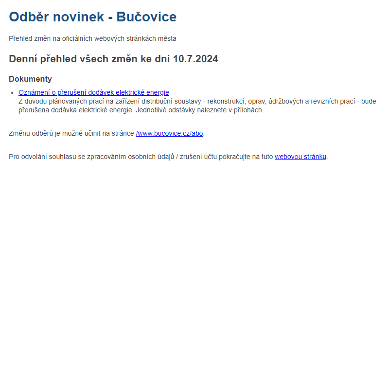 Odběr novinek ze dne 10.7.2024