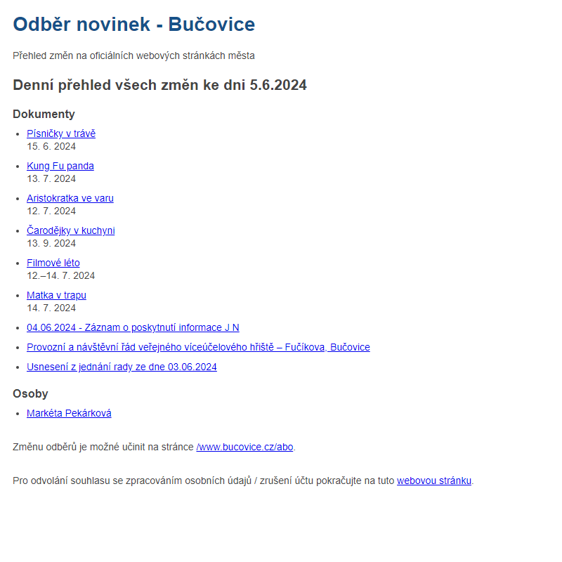 Odběr novinek ze dne 5.6.2024