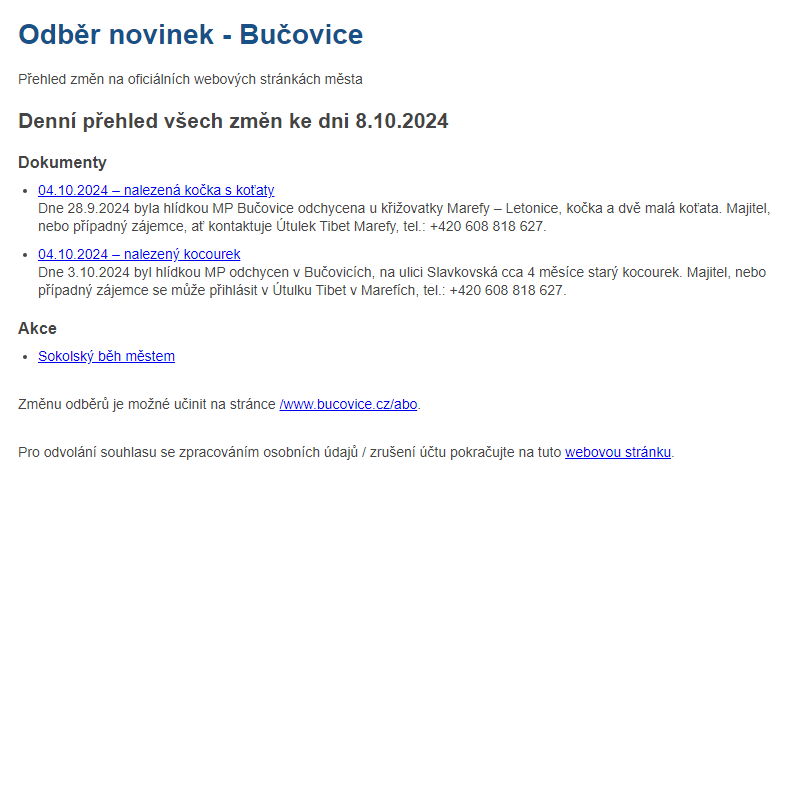 Odběr novinek ze dne 8.10.2024