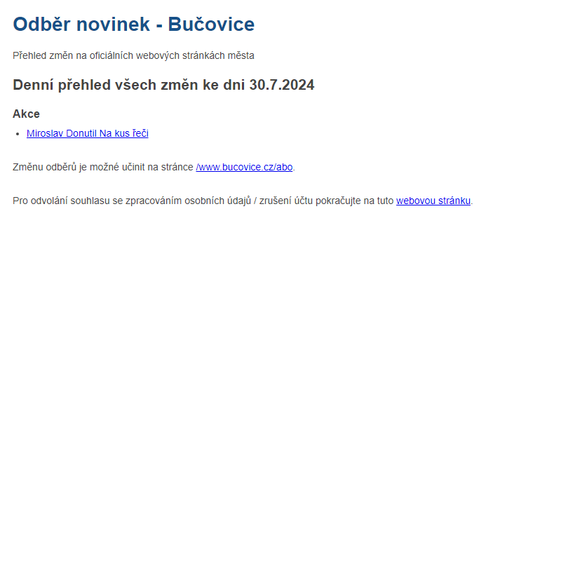 Odběr novinek ze dne 30.7.2024