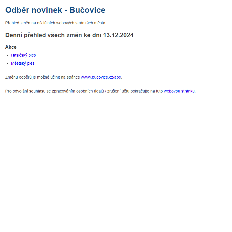 Odběr novinek ze dne 13.12.2024