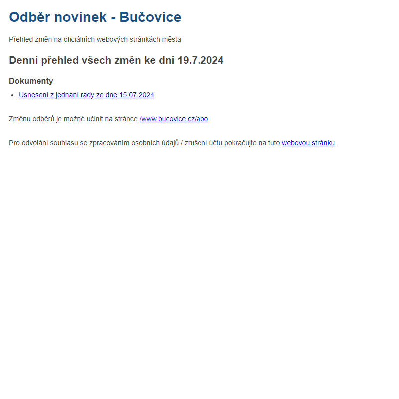 Odběr novinek ze dne 19.7.2024