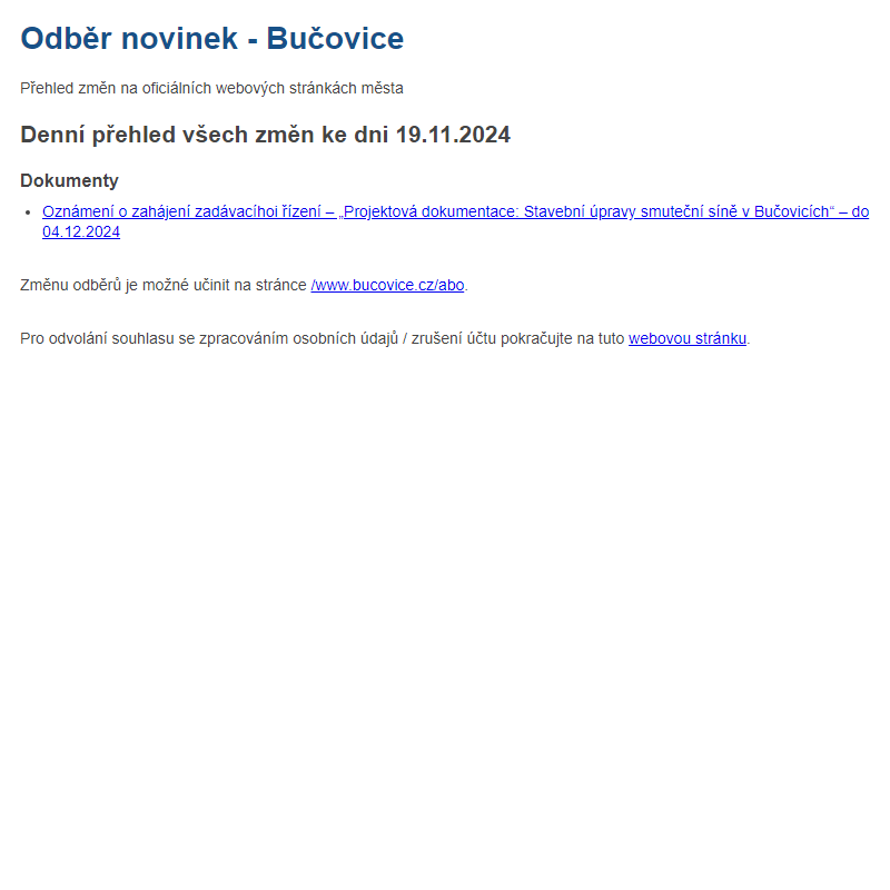 Odběr novinek ze dne 19.11.2024