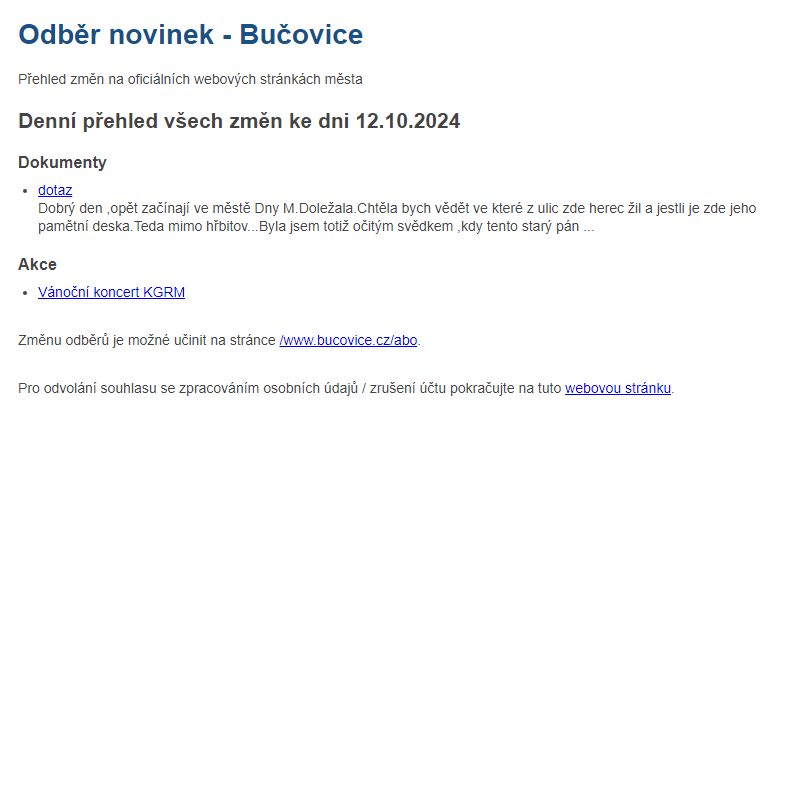 Odběr novinek ze dne 12.10.2024