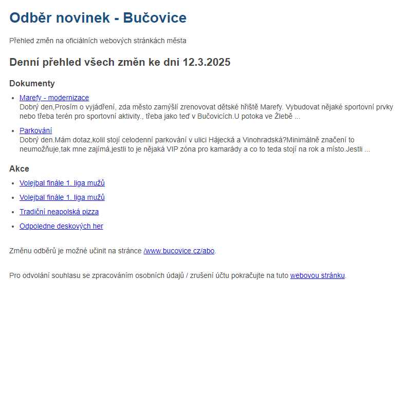 Odběr novinek ze dne 12.3.2025