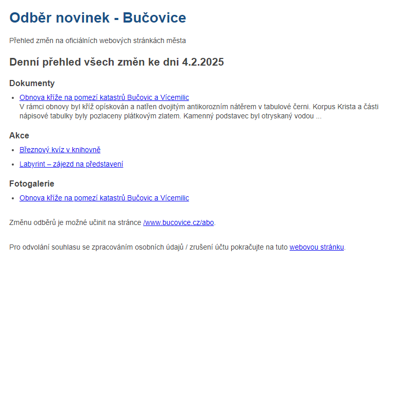 Odběr novinek ze dne 4.2.2025