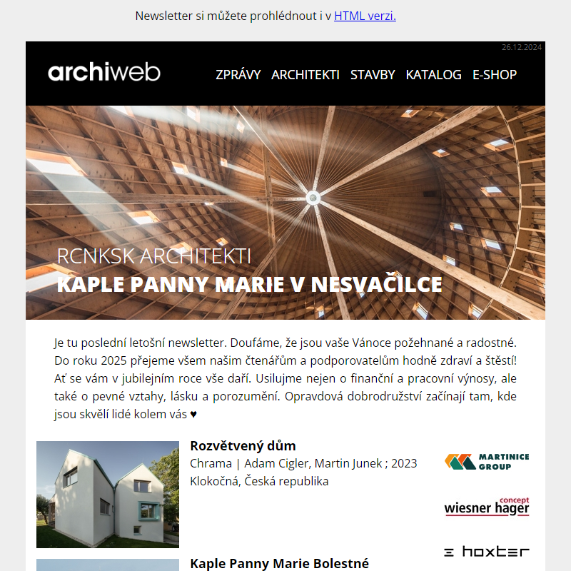 archiweb.cz - newsletter 26/12/2024