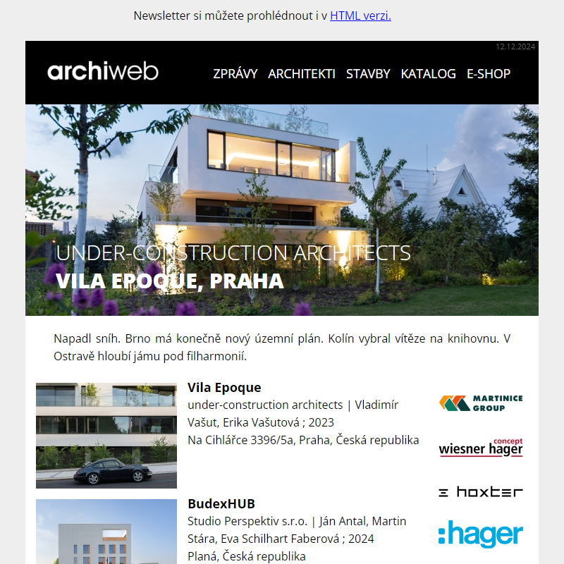 archiweb.cz - newsletter 12/12/2024