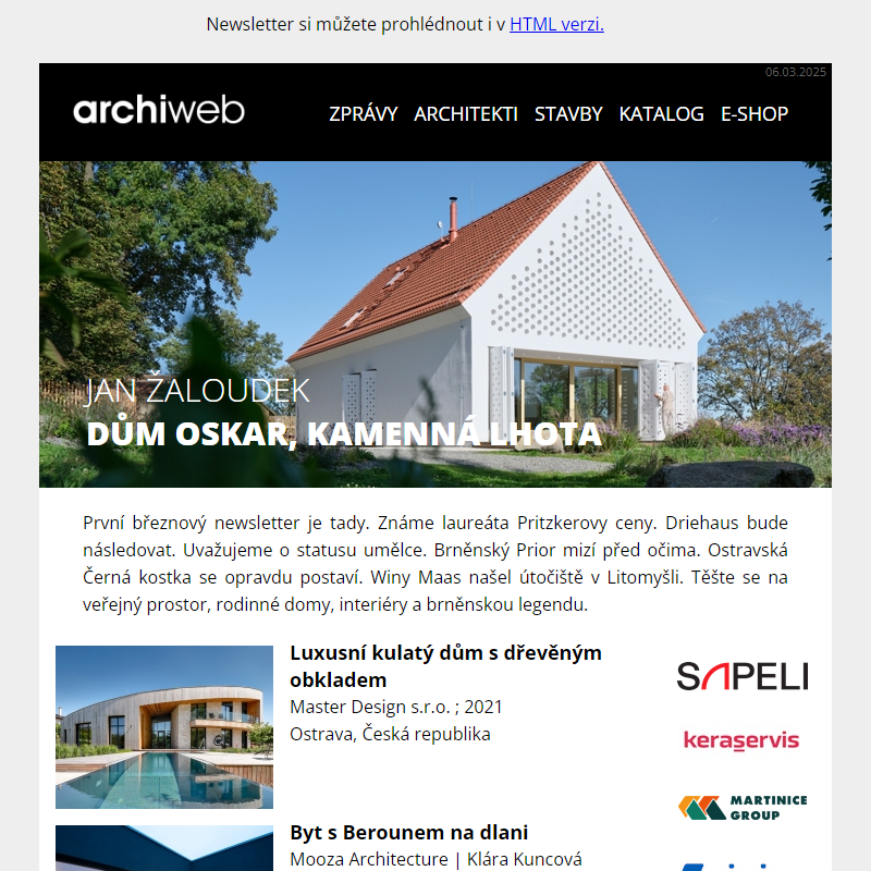 archiweb.cz - newsletter 06/03/2025