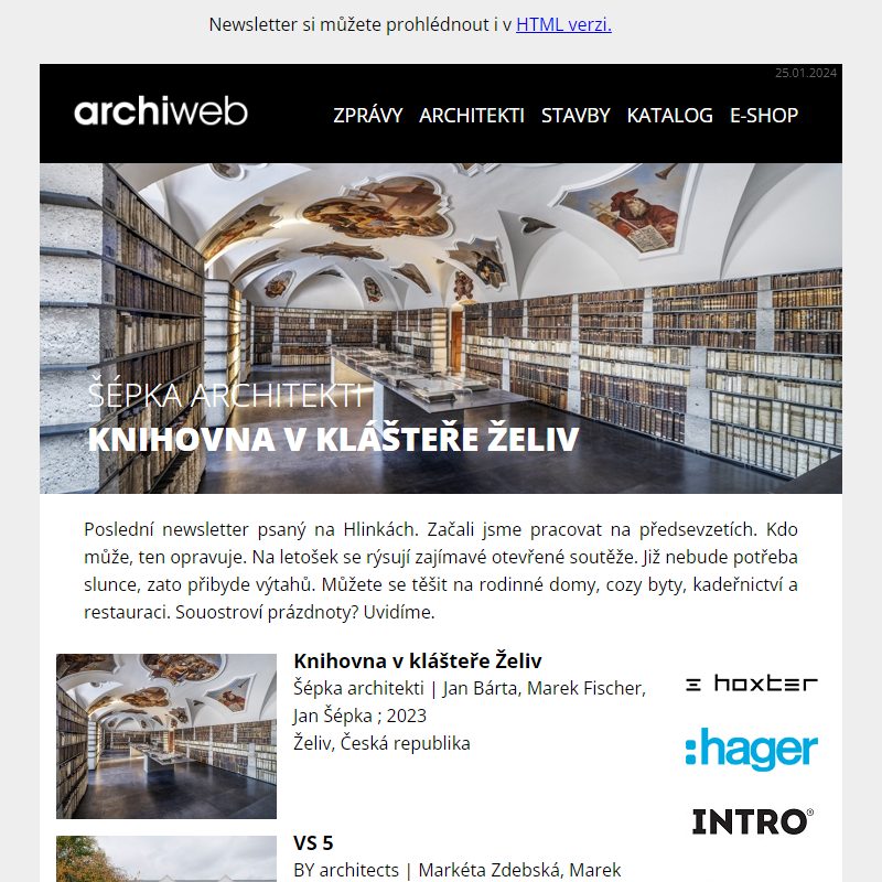 archiweb.cz - newsletter 25/01/2024