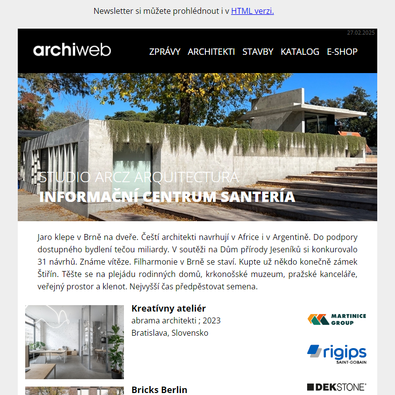 archiweb.cz - newsletter 27/02/2025