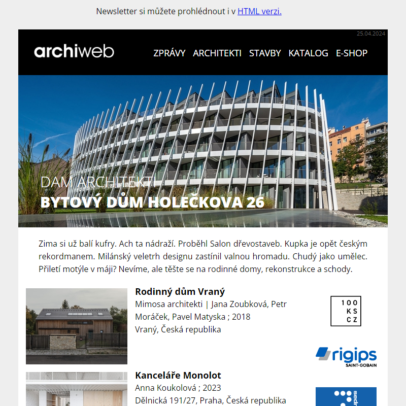 archiweb.cz - newsletter 25/04/2024
