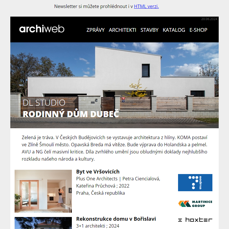 archiweb.cz - newsletter 20/06/2024