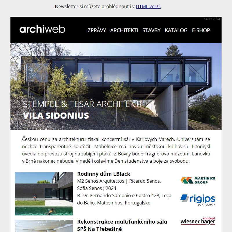 archiweb.cz - newsletter 14/11/2024