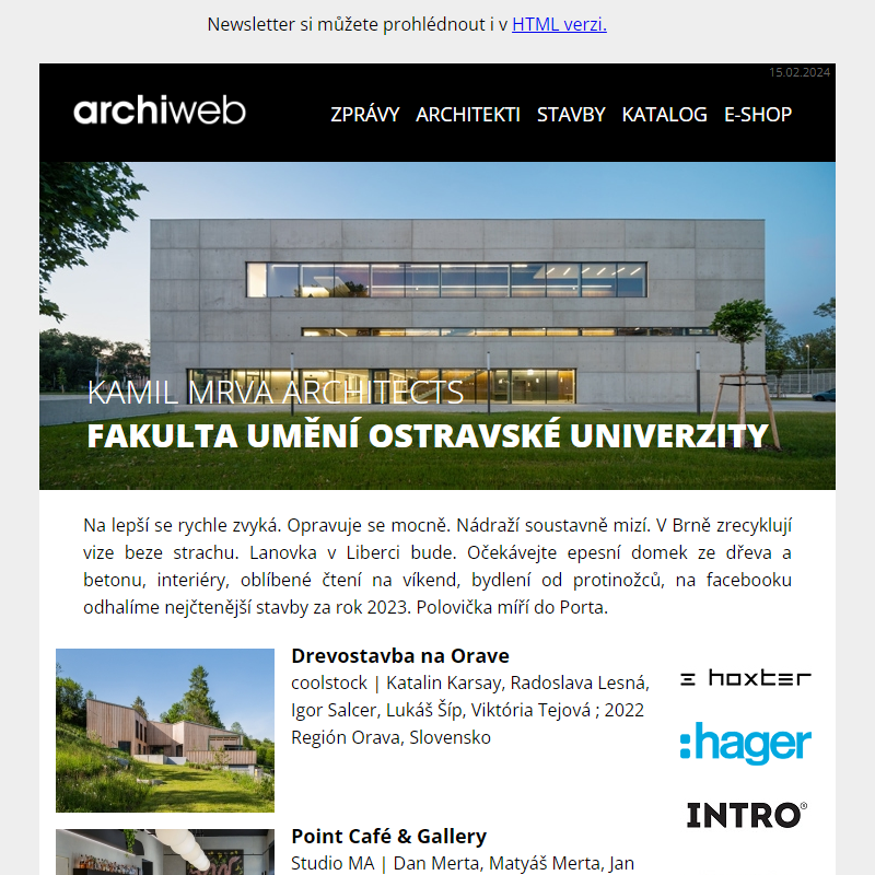 archiweb.cz - newsletter 15/02/2024