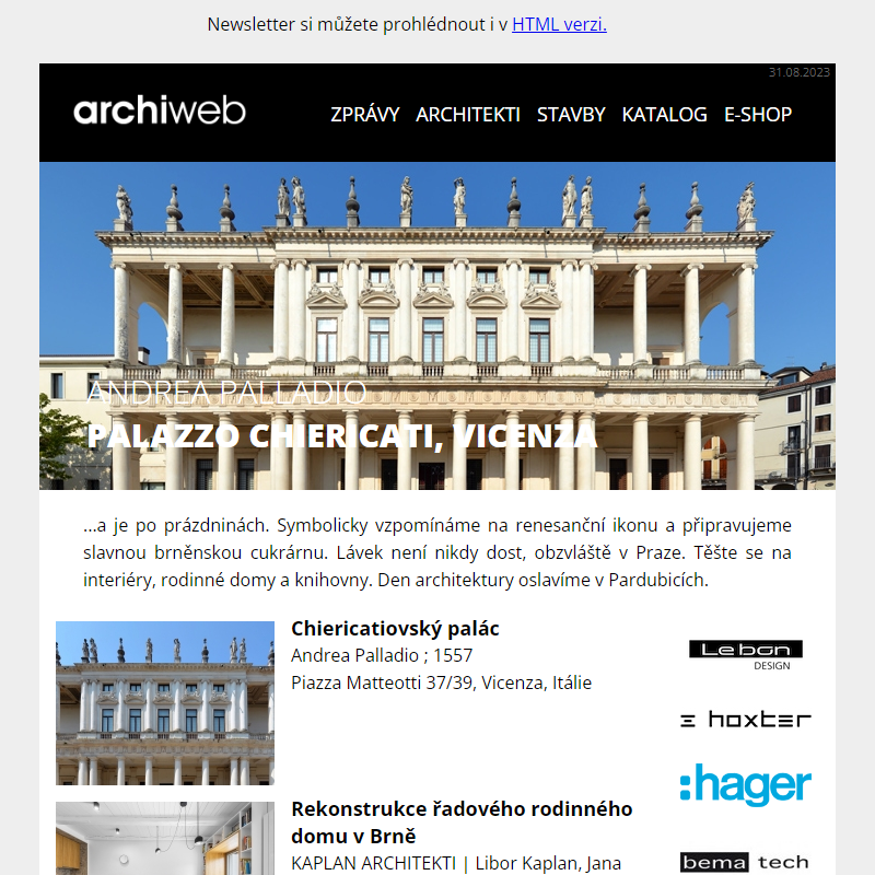 archiweb.cz - newsletter 31/08/2023