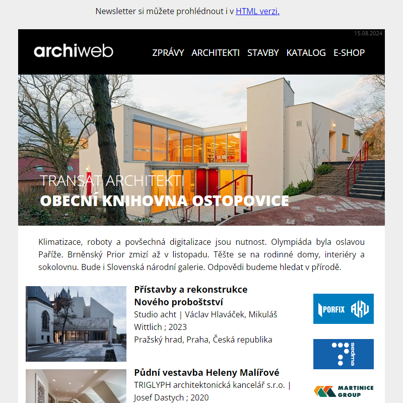 archiweb.cz - newsletter 15/08/2024