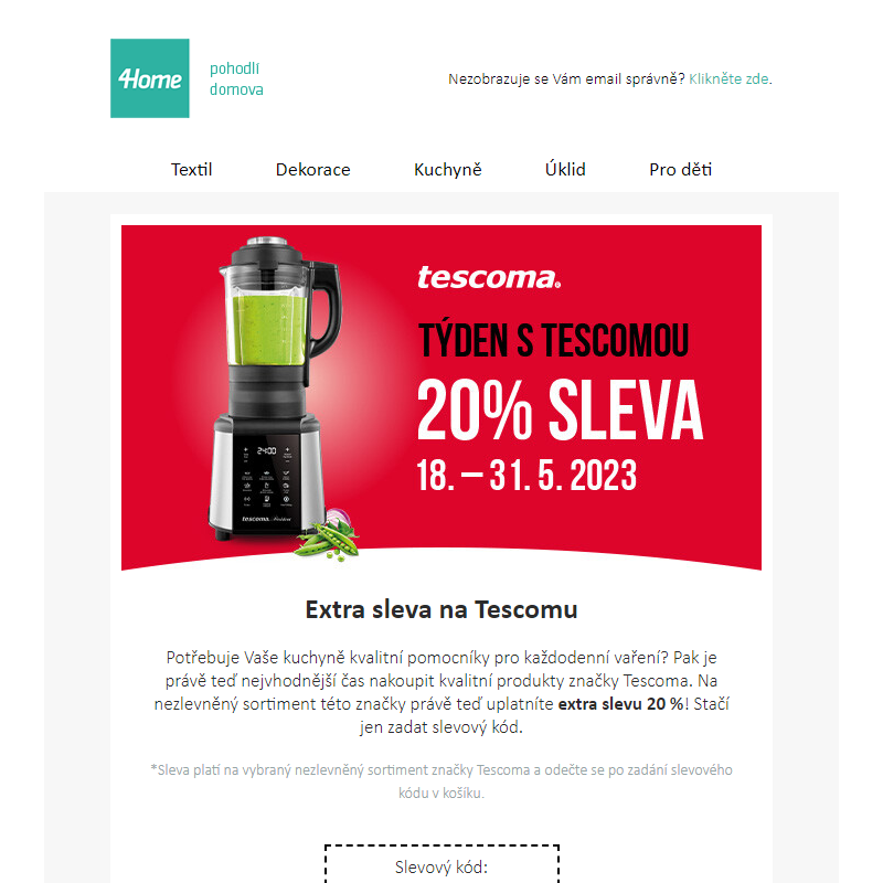 Nezmeškejte extra slevu 20 % na produkty Tescoma!