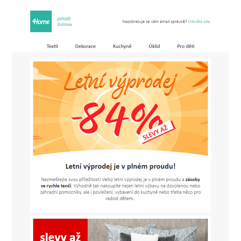 Nepropásněte letní slevy až 84 %! Výprodejové zásoby rychle mizí!