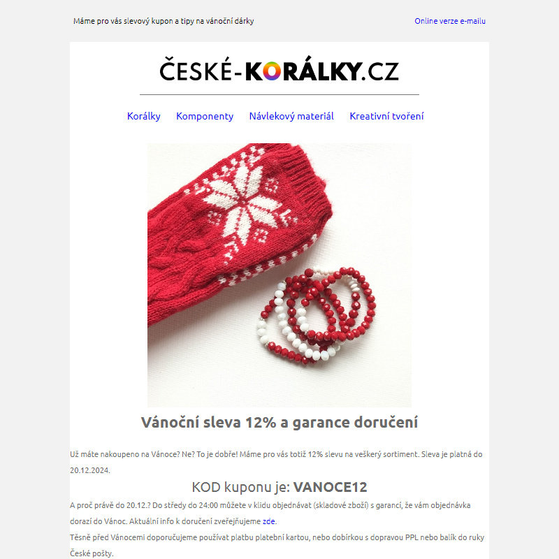 Vánoční sleva 12% a garance doručení