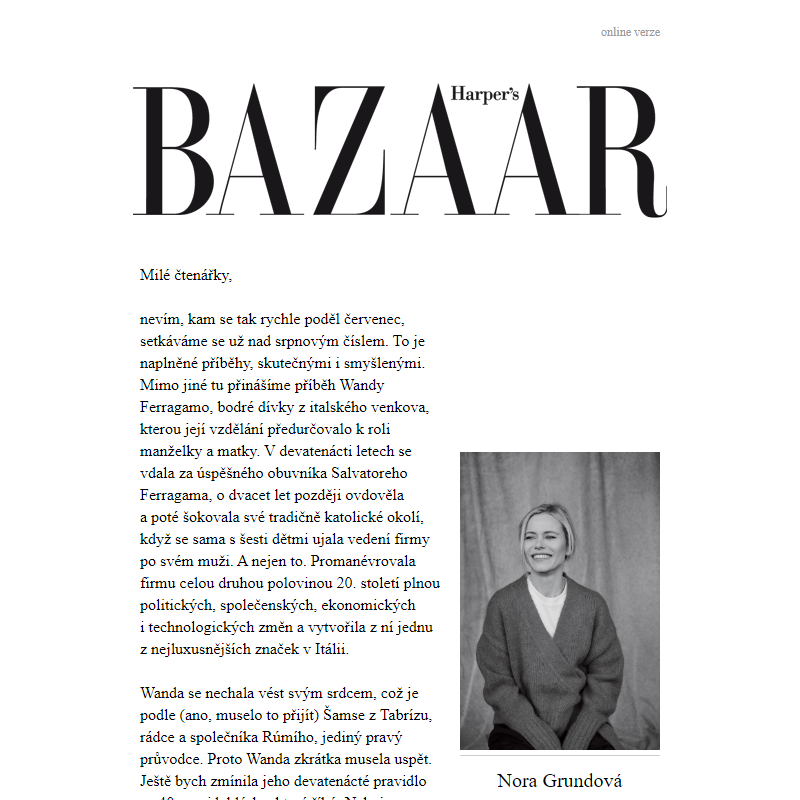 Na vrcholu léta: srpnové číslo Harper's Bazaar již v prodeji