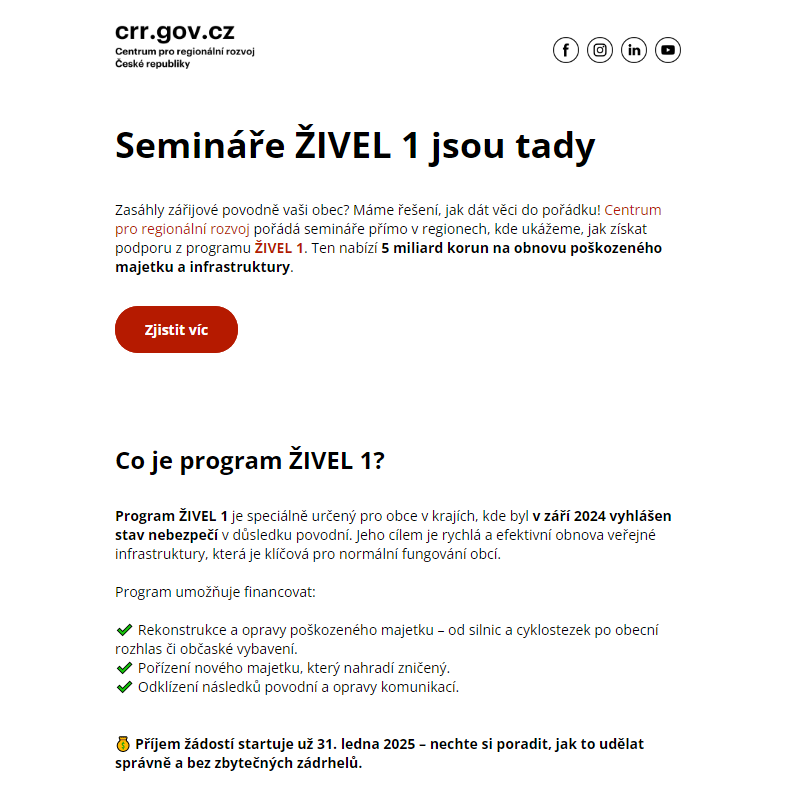 _ Semináře ŽIVEL 1 – Restart pro obce zasažené povodněmi