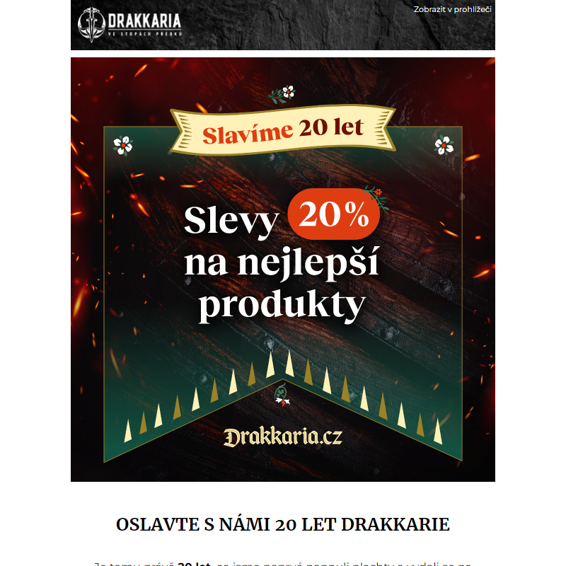 Drakkaria slaví 20 let – 20% sleva jako poděkování!