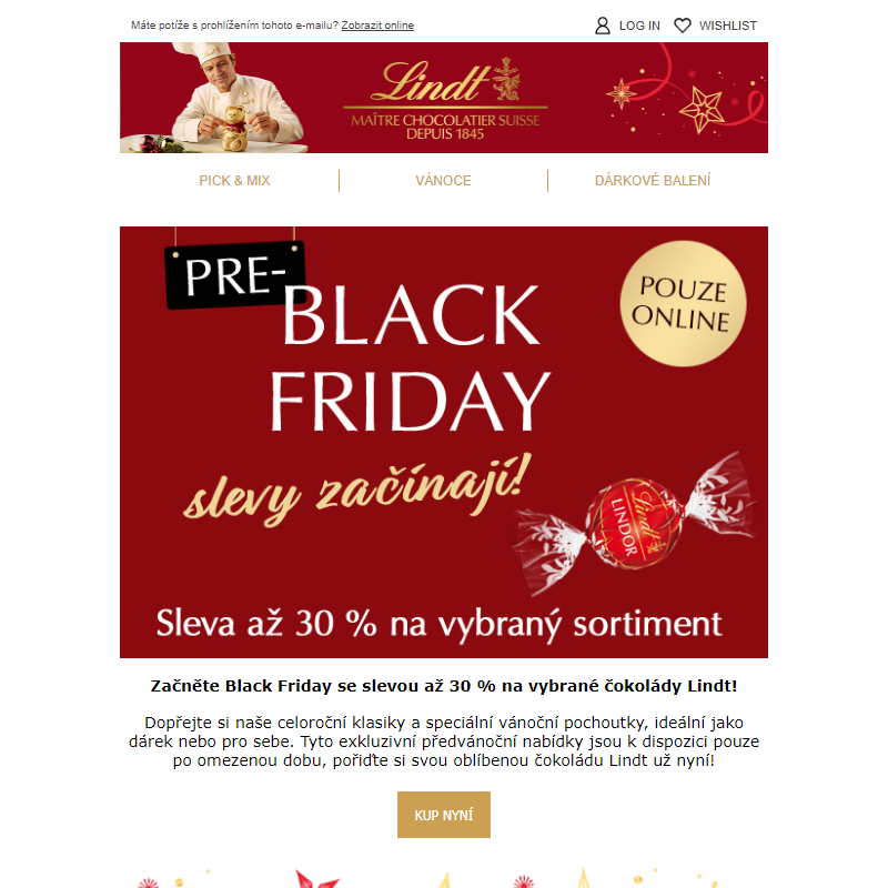 _Pre-Black Friday: Sleva až 30 % na čokolády Lindt! _