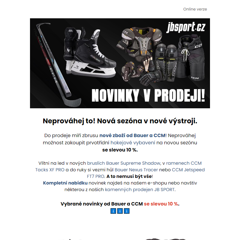 __ Novinky od Bauer a CCM skladem!