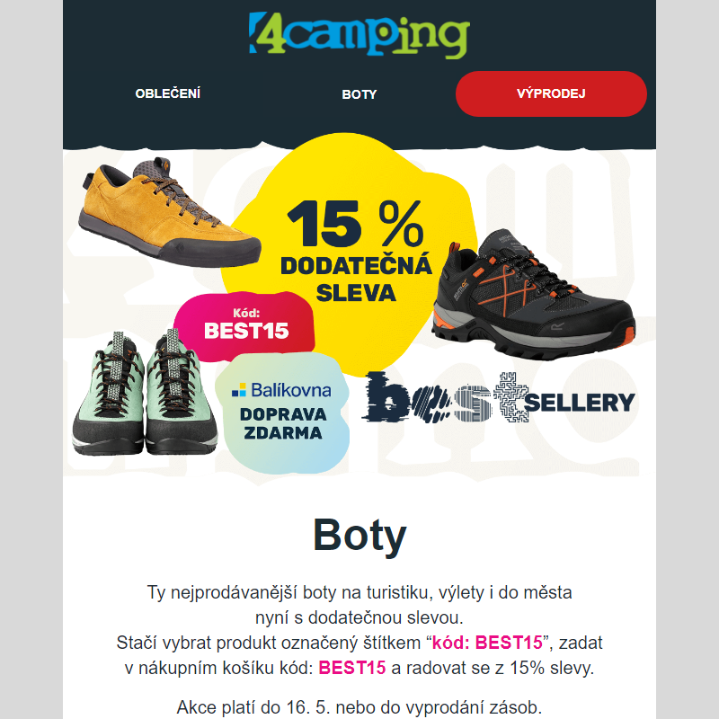 _ BEST15 - nejprodávanější boty z nabídky s dodatečnou slevou 15 %