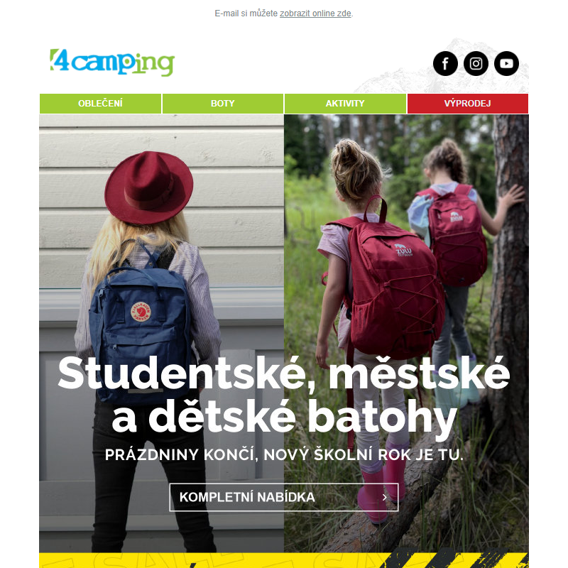 _ Studentské, městské a dětské batohy