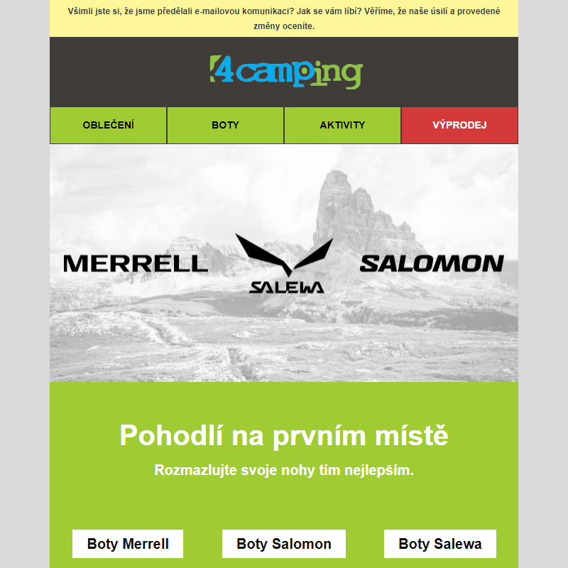 _ Obuv Merrell, Salomon a Salewa - pohodlí na prvním místě