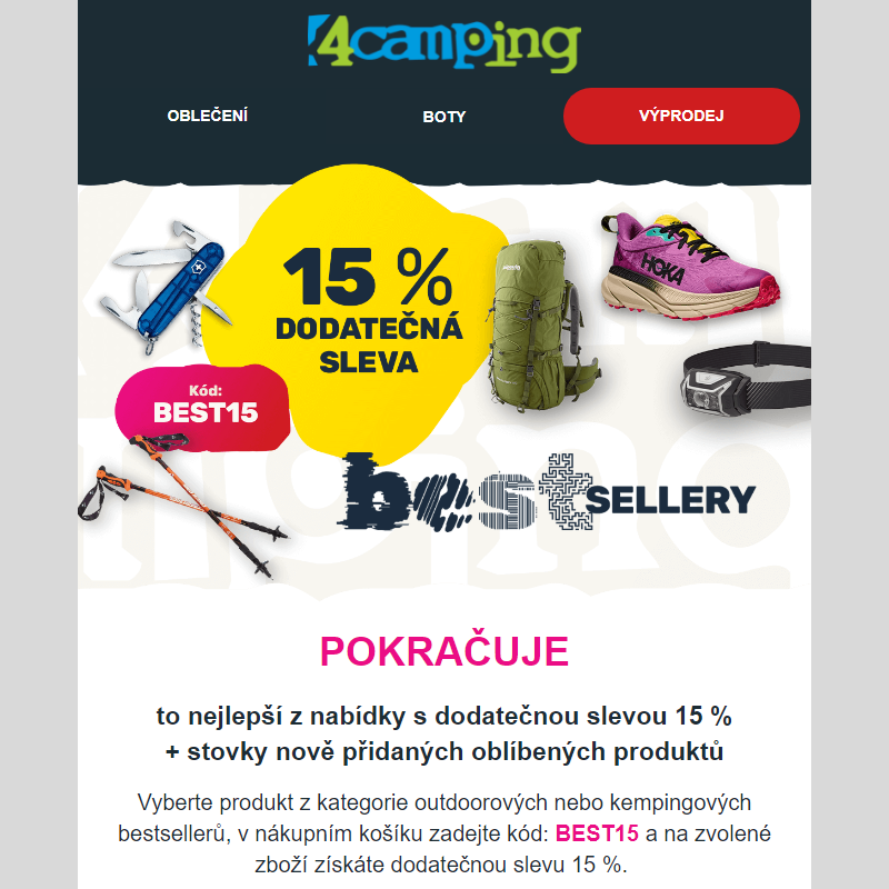 _ Kód: BEST15 pokračuje! Získejte slevu 15 % na všechny bestsellery.