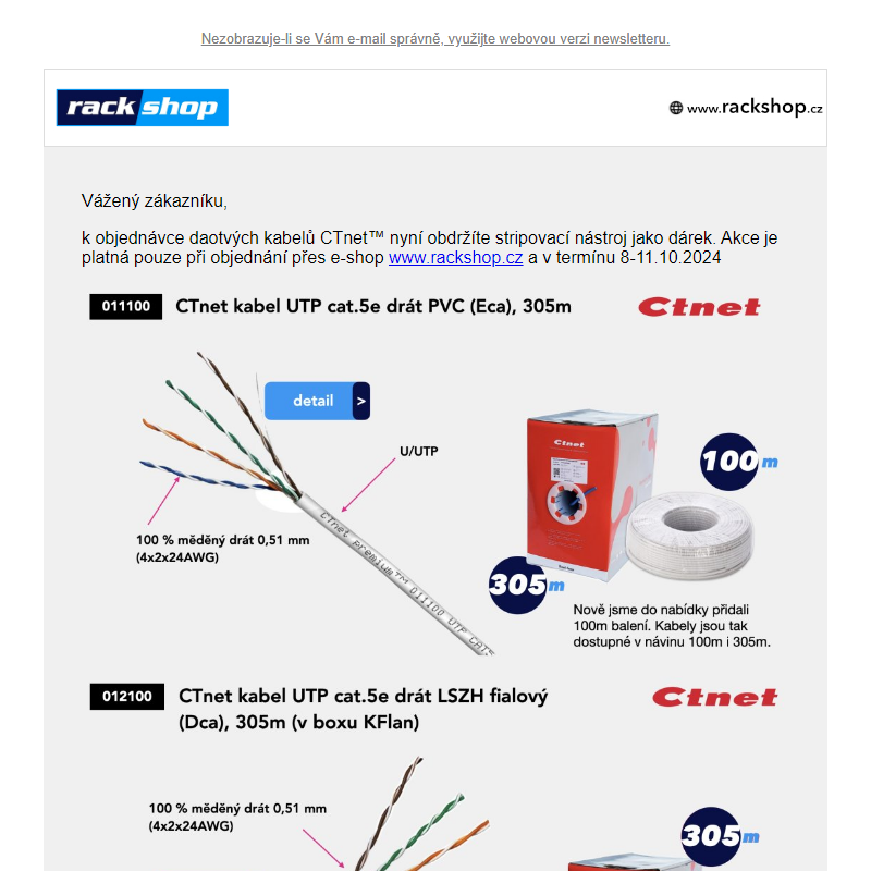 _ Kabely CTnet™ + stripovač jako dárek 9-11.10.2024