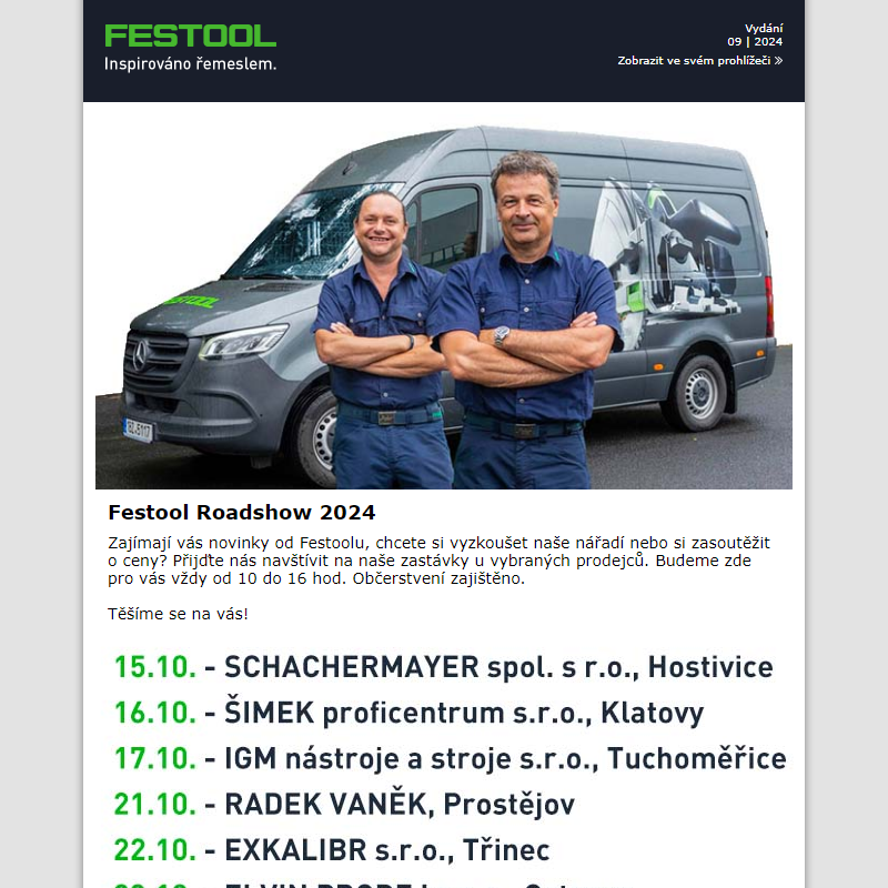 Pozvánka na Festool Roadshow 2024.