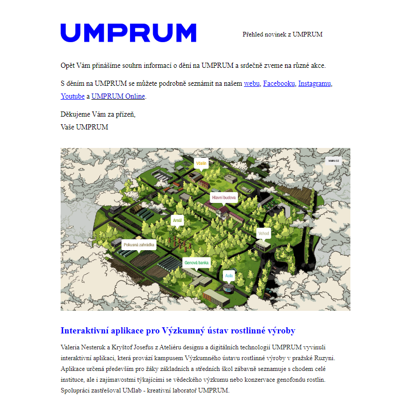 Přehled akcí UMPRUM (27. 5.–2. 6. 2024)