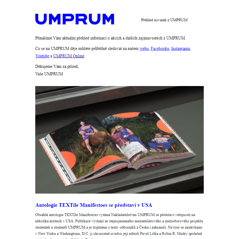 Přehled akcí UMPRUM (25. 9.–1. 10. 2023)