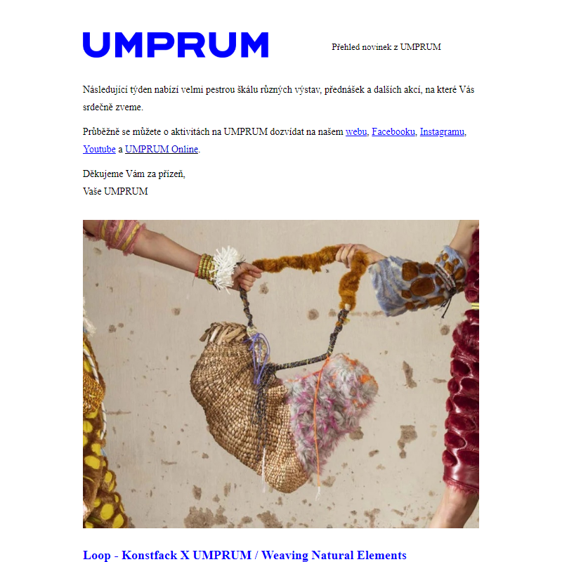 Přehled akcí UMPRUM (6. 10.–15. 10. 2023)
