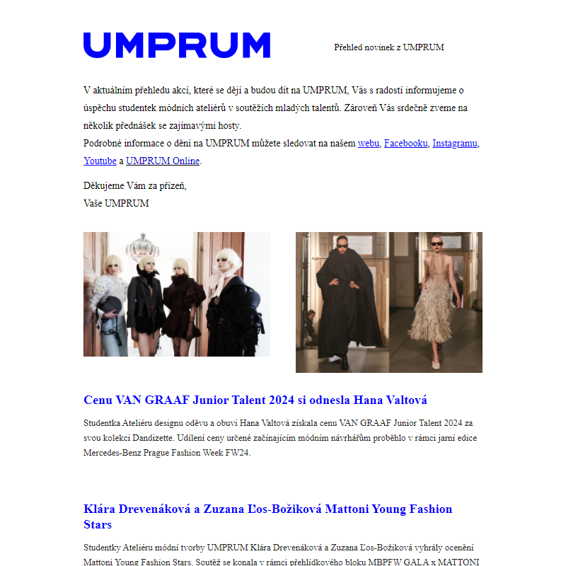 Přehled akcí UMPRUM (29. 4.–5. 5. 2024)