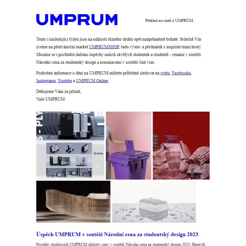 Přehled akcí UMPRUM (11. 12.–17. 12. 2023)
