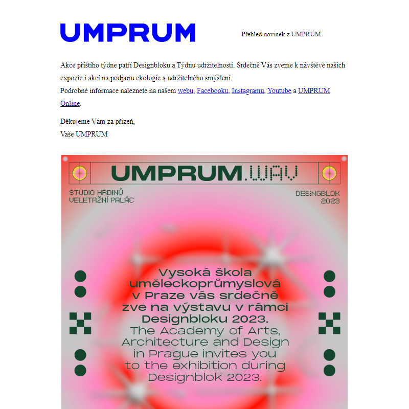 Přehled akcí UMPRUM (2. 10.–8. 10. 2023)
