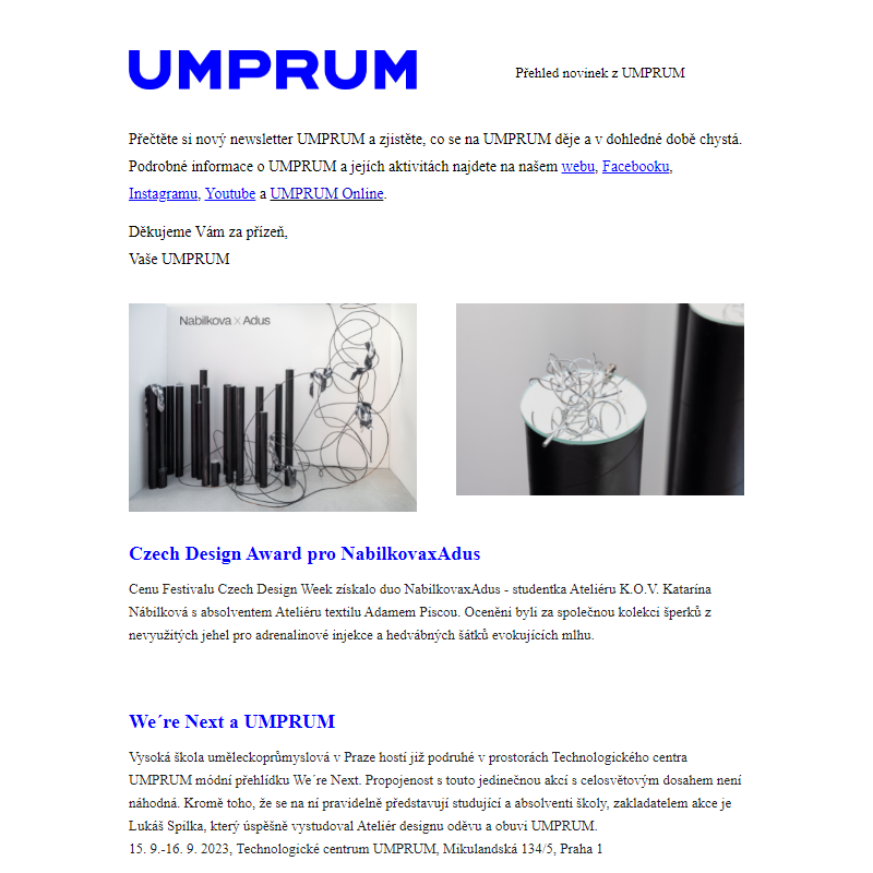 Přehled akcí UMPRUM (15. 9.-24. 9. 2023)