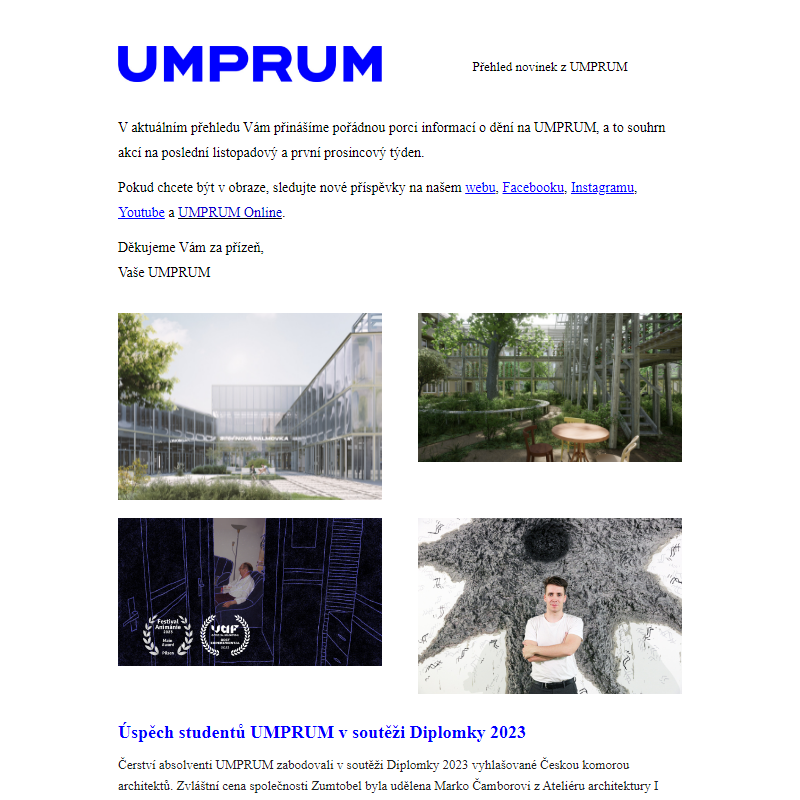 Přehled akcí UMPRUM (27. 11.–10. 12. 2023)