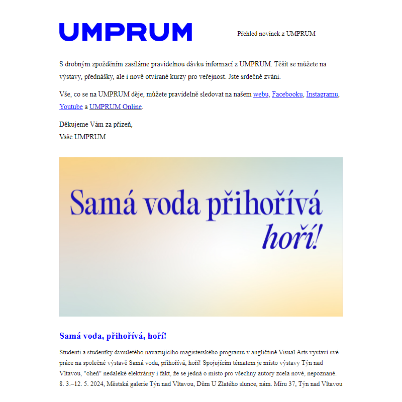 Přehled akcí UMPRUM (11. 3.–17. 3. 2024)