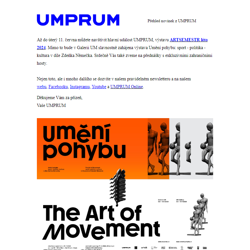 Přehled akcí UMPRUM (10. 6.–16. 6. 2024)