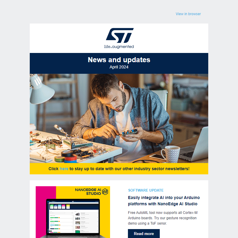 STM32H7 for rich UIs, ready-to-use 3D motion kit, AI for Arduino, and more