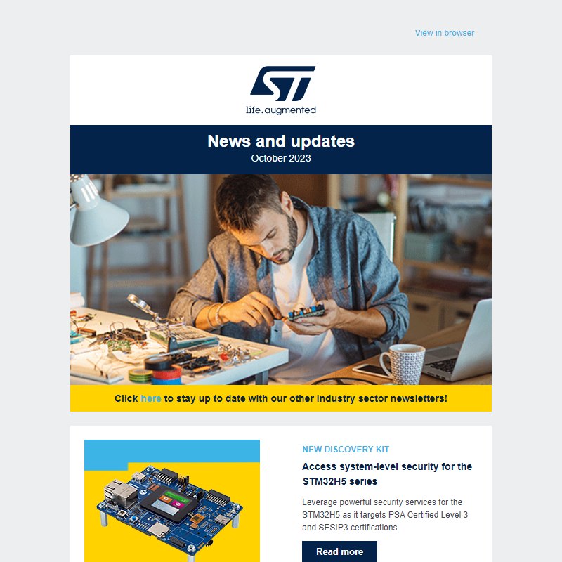 More security for STM32H5, new IR sensor technology, NFC for LoRa provisioning, and more